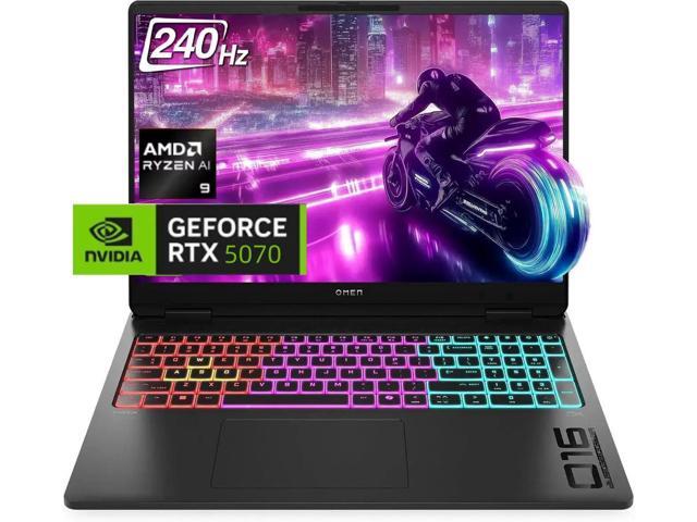 HP OMEN 16 Gaming Laptop,16' WQXGA 240Hz Display,AMD Ryzen 9 8940HX,NVIDIA GeForce RTX 5070 GPU,32 GB DDR5 RAM,1 TB PCIe SSD,Win 11 Home