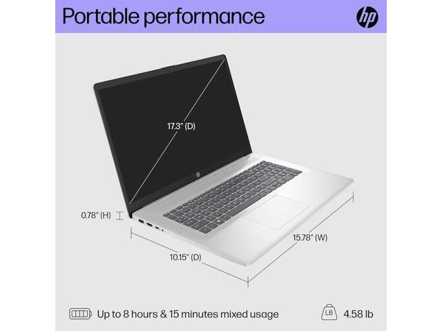 HP 17.3' HD Touch Business Laptop - AMD Ryzen 5 7430U(up to 4.3 GHz) - Backlit KeyBoard - 32 GB RAM,2 TB PCIe SSD - Win 11 Pro