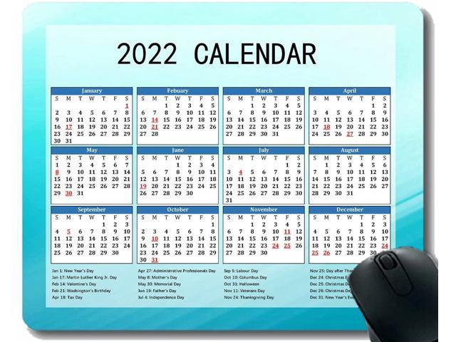 Calendar 2022 Year Mouse Pad, Lines Green Light Green Light Wavy Desktop Notebook Mouse Mat for Working and Gaming