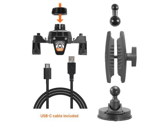 iBOLT xProDock NFC Bizmount - Phone Holder/Mount with Heavy Duty Suction Cup Base and 1.5m USB-C Cable- for Your Windshield, Dashboard - for...