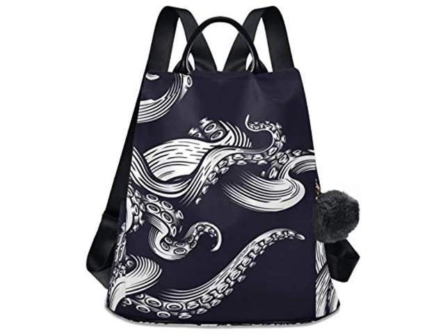 Hand Drawn Octopus Animal Navy Blue Backpack Purse For Women Anti Theft Fashion Back Pack Shoulder Bag (100389978706 Electronics Computer Components Laptop Parts) photo