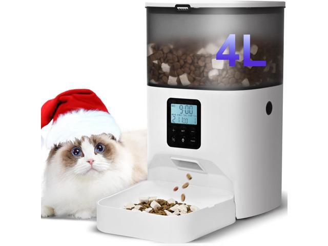 HOME Automatic Cat Feeder, 4L Cat Food Dispenser with 10s Voice Recorder, Pet Feeder up to 8 Meals per Day, Timed Dog Feeder with Dry Food Sealed Ring