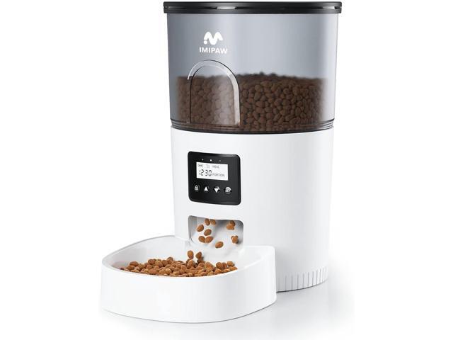 Automatic Cat Feeders, Timed Cat Dry Food Dispenser with Desiccant Bag, Dual Power Supply, Programmable Portion Size, 6 Meals, 20 Portions Per Day,.