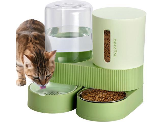 2 Pack Automatic Cat Feeder Stainless Steel Water Dispenser Food Feeder and Waterer Set with Pet Food Bowl for Small Medium Kitten Puppy Pets.