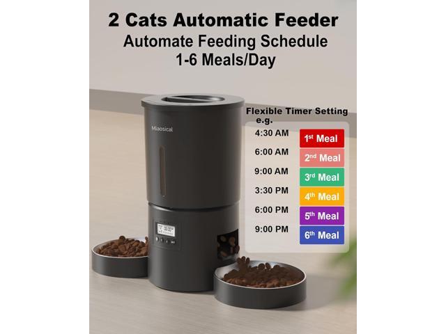 Automatic Cat Feeder 2 Cats, 4.2L Dry Food Auto Dispenser with Double Bowls,Dual Power Supply,Programmable Portion Control,10s Voice.