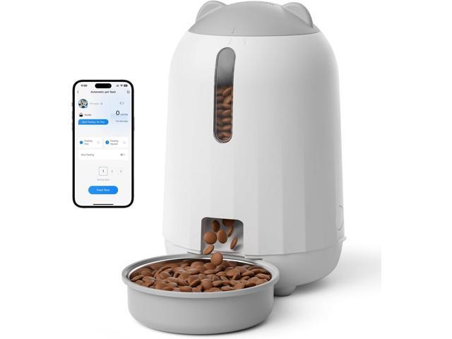 Automatic Cat Feeder with App, 2.4G WiFi Cat Food Dispenser, 3L Timed Cat Feeders for Dry Food, Slow Feeding Mode, Dual Power Supply Smart Pet.