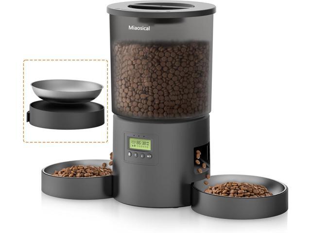 Automatic Cat Feeder 2 Cats, 4.2L Dry Food Auto Dispenser with Double Bowls,Dual Power Supply,Programmable Portion Control,10s Voice.
