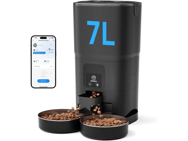 Automatic Cat Feeder 2 Cats, 2.4G WiFi Cat Food Dispenser with App, 7L Slow Feeder Timed Cat Feeder for Dry Food, 10 Meals/Day, 12 Portions/Meal,...