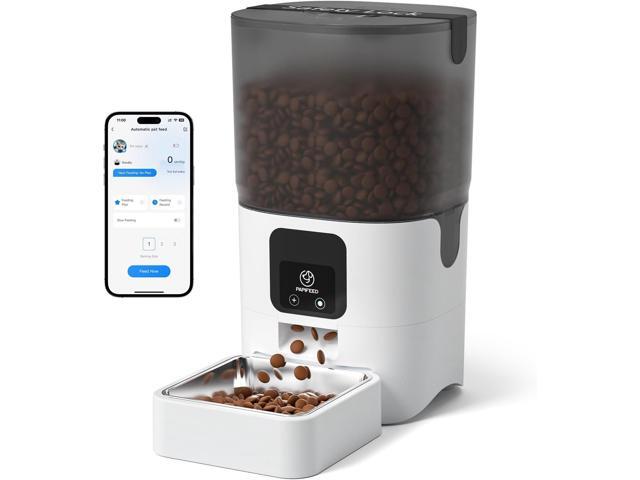 Automatic Cat Feeder with App, 2.4G WiFi Cat Food Dispenser, 6L Timed Cat Feeder for Dry Food, 10 Meals/Day, 12 Portions/Meal, Dual Power Supply...