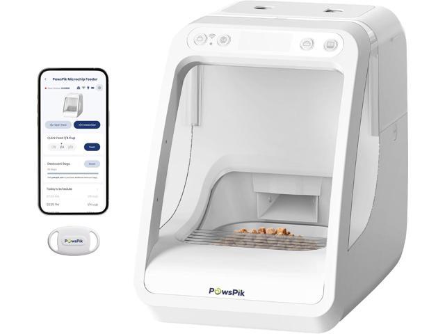 Automatic Microchip Cat Feeder,16-Cup, ISO Microchip & Tag Compatible, App Control, Portion Control