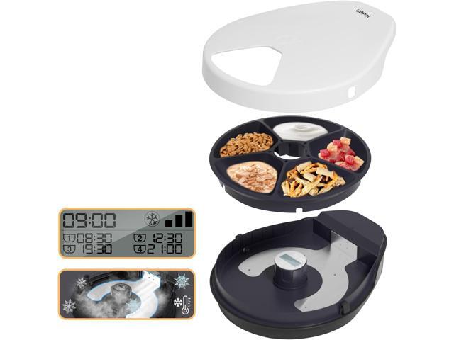 Cat Wet Food Automatic Feeder with Cooling, Semiconductor Refrigeration, with Timer, 5 Food Compartments for 330g Pet Food Each, Premium Meal.