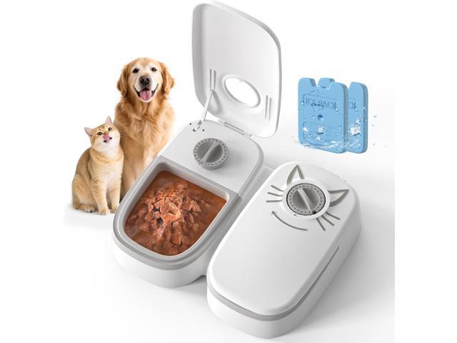 2-Meal Timed Cat Feeder, 48H Wet Food Dispenser with Ice Packs, 700ml Capacity, Battery Powered for Cats & Small Dogs