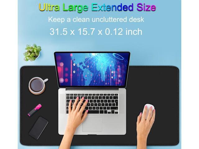 Large Extended Gaming Mouse Pad with Stitched Edges, (31.5X15.7In) Durable Non-Slip Natural Rubber Base, Waterproof Computer Keyboard Pad Mat for...
