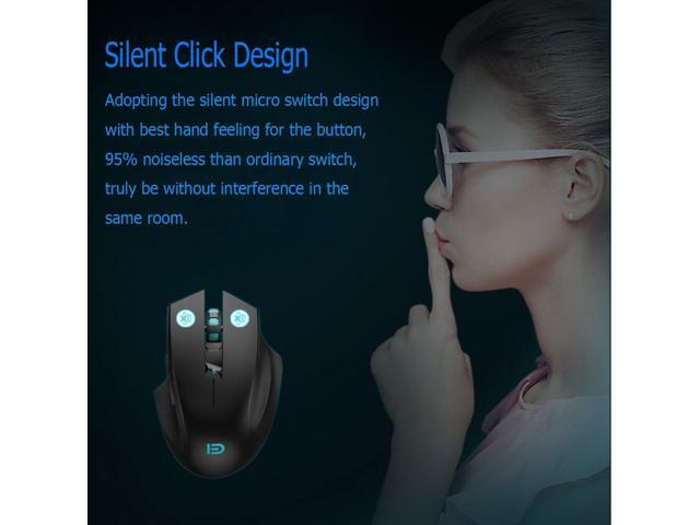 Noiseless Wireless Mouse,Forter i720 Ergonomic Silent Mouse for Gaming and General Use - 2 Side Buttons/2400DPI - Black