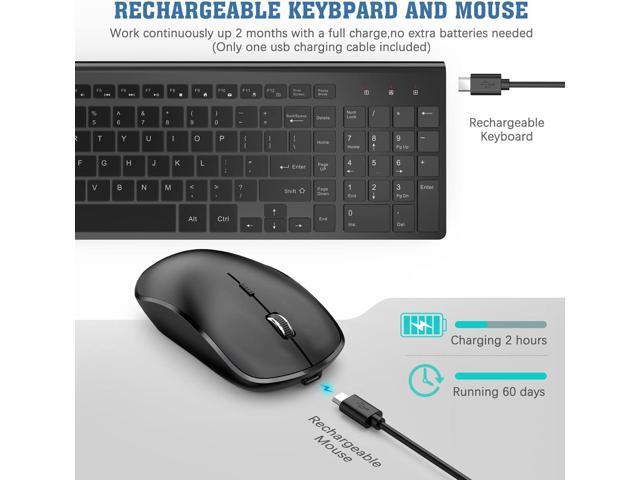 Rechargeable Wireless Keyboard and Mouse Combo- J JOYACCESS 2.4G Compact Quiet Slim Wireless Keyboard Mouse Combo for...