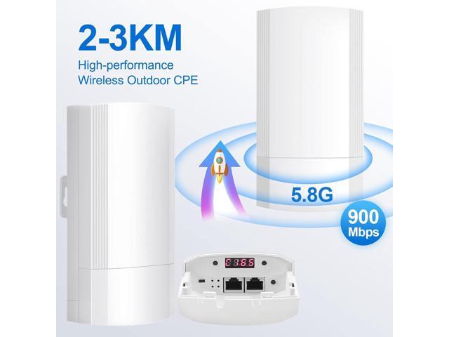 Wireless Bridge Set 900Mpbs 5.8G WiFi Outdoor CPE Point to Point Long Range up to 2-3KM CPE200 with 12dBi High-Gain Antenna24V PoE Power, IP65...