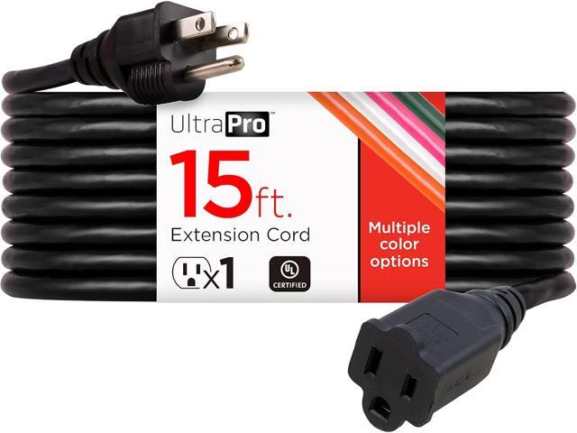 UltraPro Outdoor Extension Cord, 15 Ft, Heavy Duty Extension Cord, Double Insulated, Grounded, 16 Gauge, 3 Prong Extension Cords, General Purpose...