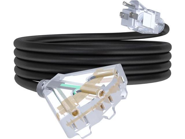 15Ft 12/3 Outdoor Extension Cord with 3-Outlets, Heavy Duty 12 Gauge 3 Prong Extension Cord Waterproof with Lighted end, 15A 12AWG 1875W SJTW, ETL...