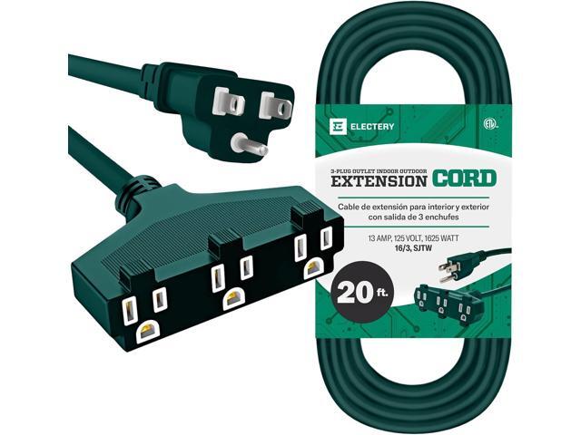Extension Cord Outdoor Multiple Plugs - 20 Ft Green Extension Outdoor Power Strip, 16/3 SJTW Waterproof Power Cable Indoor/Outdoor Multi Plug...