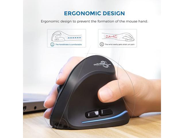 ECHTPower 2024 Update Wireless Ergonomic Mouse, 2.4GHz Rechargeable Vertical Mouse, Silent Right Wireless Mouse, 4800 DPI Adjustable Interface Type...