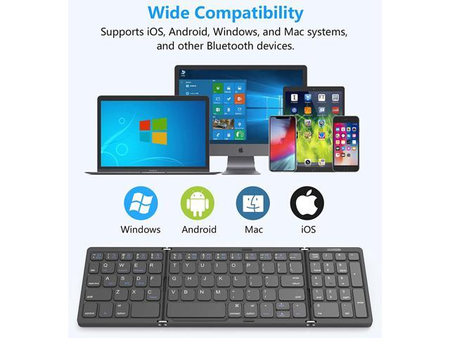 Foldable Bluetooth Keyboard, Foldable Wireless Portable Keyboard with Numeric Keypad, USB-C Rechargeable for iOS, Android, Windows System Laptop...