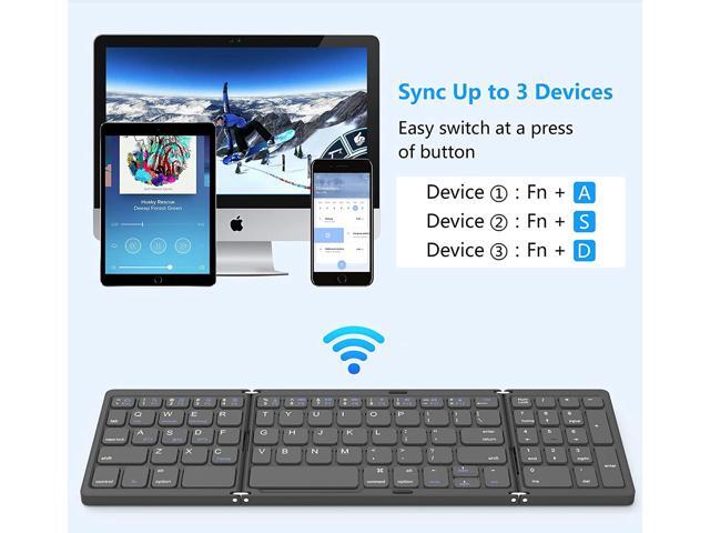 Foldable Bluetooth Keyboard, Foldable Wireless Portable Keyboard with Numeric Keypad, USB-C Rechargeable for iOS, Android, Windows System Laptop...