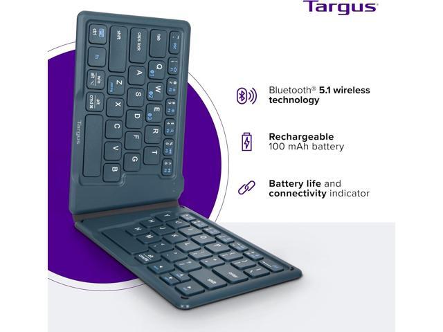 Targus Ergonomic Foldable Bluetooth Keyboard Pocket-Sized, Split Ergonomic Design, Multi-Device Wireless Keyboard with DefenseGuard Protection -...