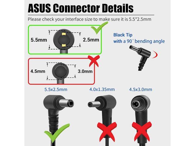 65W AC Laptop Charger Adapter Replacement for Asus U56E X555L X551M X53U X550C Q551L Q301L K53E K55A S500C S400C A53E R554L TP500L F555L PA-1700-02...