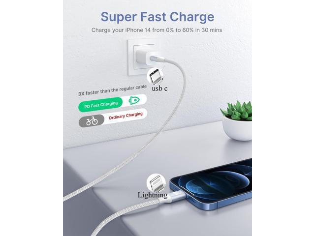 USB C to Lightning Cable 2Pack 10ft, Power Charger Cable MFi Certified Extra Long Braided Charging Cord for iPhone 14 13 12 11Pro Max Mini XS XR X...