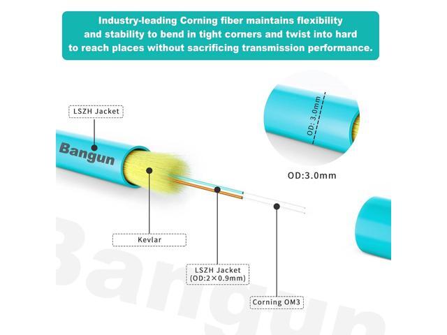 5m (15ft) Uniboot LC to LC 10G OM3 Fiber Patch Cable, Multimode Duplex Fiber Optic Cable Jumper Optical Patch Cord, 50/125, LSZH Jacket