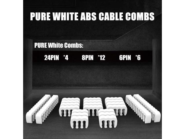 PSU Cable Extension Kit 30CM Length with Cable Combs 1x24Pin/1x8Pin(4+4) EPS/2x8Pin(6P+2P) PCI-E/PC Sleeved Cable for ATX Power Supply(White)
