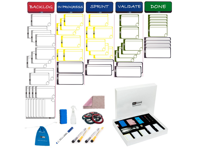 Basic Physical Kanban Board and Physical Scrum Board Magnetic Cards Full Toolset for Home, Office, School. Premium Agile Management Set for Scrum &...