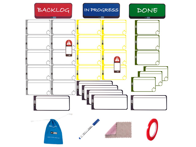 Home Kanban Set, Full Kanban Set for Individual Use at Home, Office and School. Full Agile Magnetic Cards Set and Accessories, 39 Pieces Full...