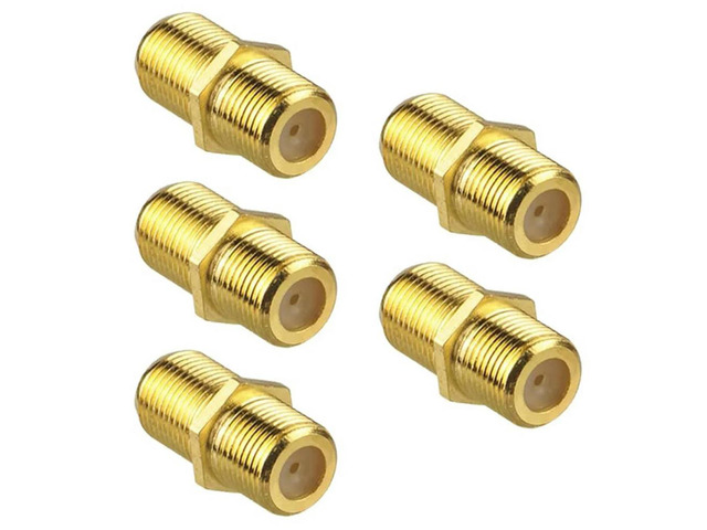 5Pcs Coaxial Cable Connector, RG6 F-Type Gold Plated Adapter Female to Female Coax Cable Extender for TV Cables