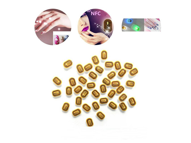 5Pcs NFC Flash Nail Sticker LED Bare Chip ligent Luminous Nail Lamp Nail Sticker Enhancement, White Light