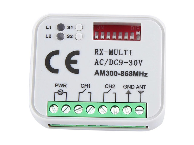 Universal RX Multi Frequency 300-868MHz Receiver 2CH 12V 24V Relay Module Garage Door Remote Control 433.92MHz 868MHz