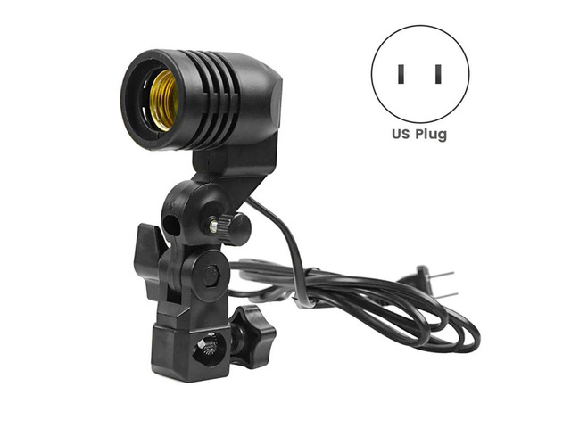 Light Lamp Photo Studio E27 AC Socket Photography 1.8M Cable Cord Bulb Stand with Umbrella Holder Bulb Mount US Plug
