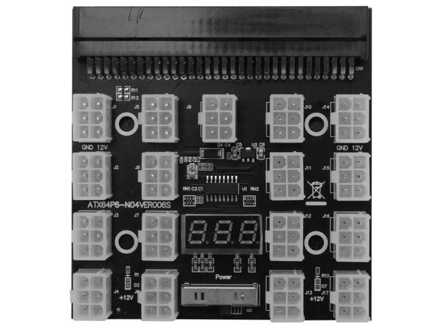 Breakout Board 17 Port 6Pin LED Display Power Module Server Card Adapter for 1200W 750W PSU GPU Miner Mining BTC ETH