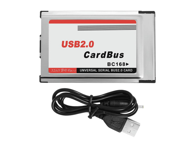 PCMCIA to USB 2.0 CardBus Dual 2 Port 480M Card Adapter for Laptop PC Computer