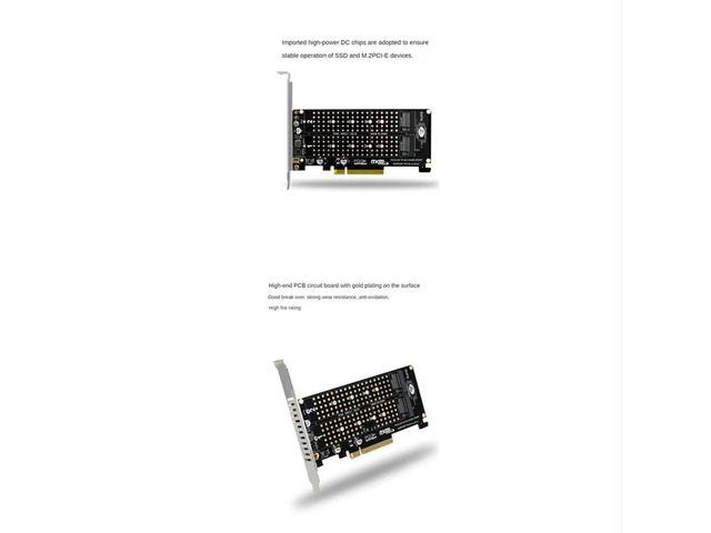 PCI-E X8 Double Disk Card NVME M.2 M KEY SSD Expansion Adapter Extended Dual NVME PCI-E X8 Split Card