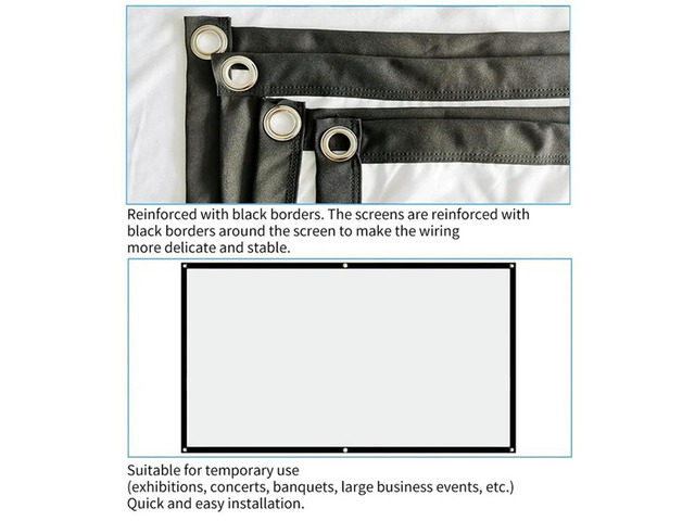 Portable Projector Screen for Home Theater Outdoor HD White Foldable Anti- (120Inch)