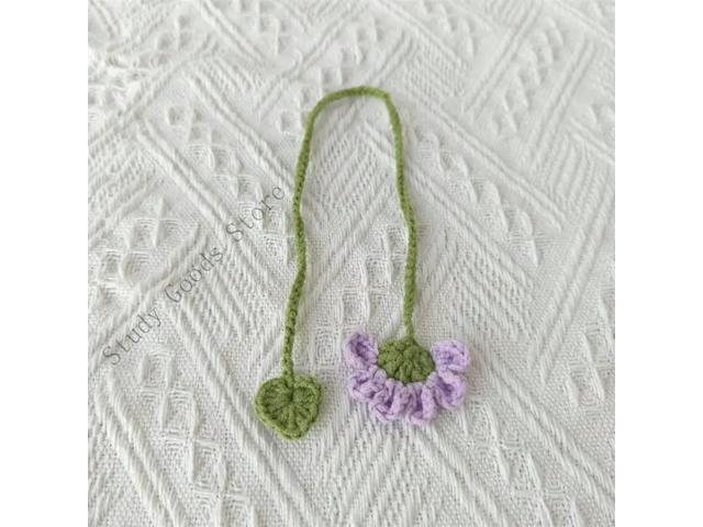 5Pieces Handmade Knitted Flower Bookmarks Book Mark Book Page Holder Reading Aid for Teacher Book Lover Writer Reader