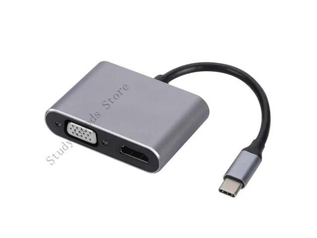 USB C to HDTV VGA Adapter 4K@30Hz USB C Adapter Double Monitor Output Heat Dissipation For Laptop Smartphone