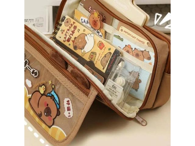 Cartoon Capybara Pencil Bag Lovely Pencil Case Pencil Holder Large Capacity Pencil Pen Bag School Office Supplies
