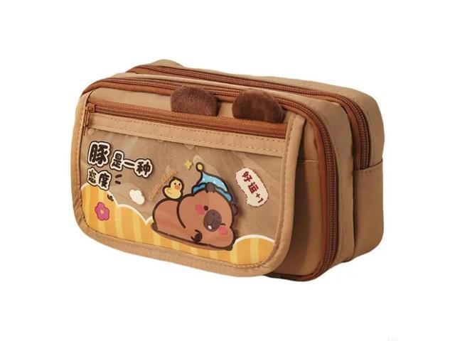 Cartoon Capybara Pencil Bag Lovely Pencil Case Pencil Holder Large Capacity Pencil Pen Bag School Office Supplies
