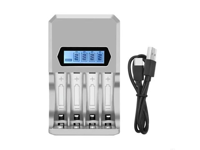 Type C Powereds 4 Slot AA 3AFast Charging Slots with LCD Display for 1.2V NiMH NiCD AA 3A Batteries