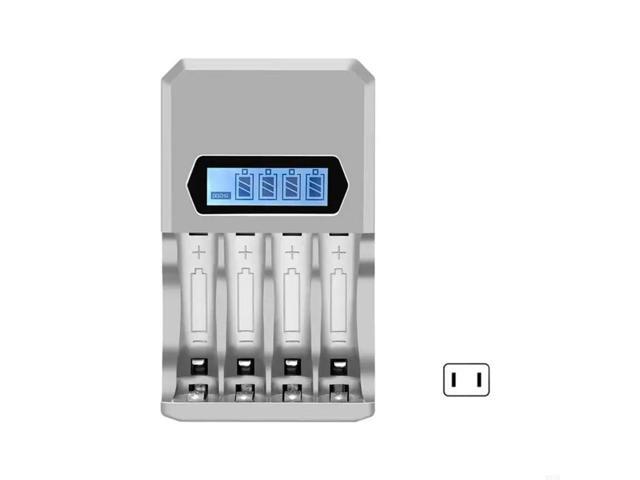 4 Bay AA 3AUSB Input Fast Charging Independent Slots LCD Display for NiMH NiCD Rechargeable Batteries