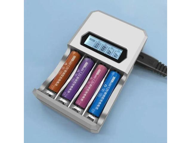 4 Bay AA 3AUSB Input Fast Charging Independent Slots LCD Display for NiMH NiCD Rechargeable Batteries