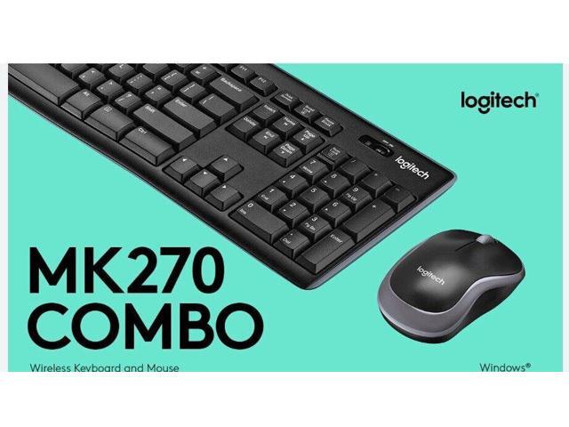 Logitech MK270 Wireless Keyboard And Mouse Combo For Windows, 2.4 GHz Wireless, Compact Mouse, 8 Multimedia And Shortcut Keys, For PC, Laptop - Black