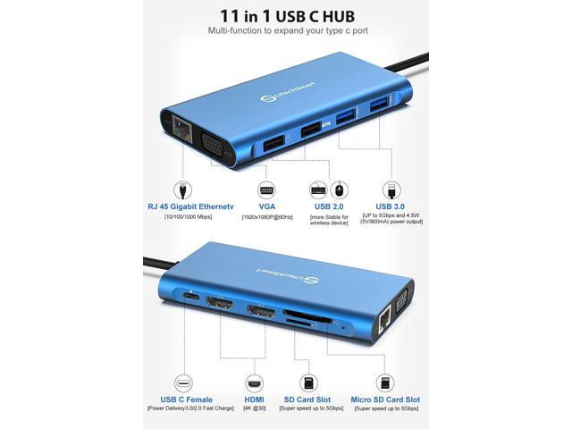 UtechSmart 11 in 1 Docking Station, Triple Monitors USBC Laptop Docking Station with 2 HDMI, VGA, PD3.0, SD TF Card Slot, 4 USB Ports USB-C Adapter...